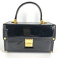 VERSACE Vintage Sunburst Logo Vanity Bag, Flap Vanity Handbag in Patent Leather, Unisex, Black