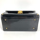 VERSACE Vintage Sunburst Logo Vanity Bag, Flap Vanity Handbag in Patent Leather, Unisex, Black