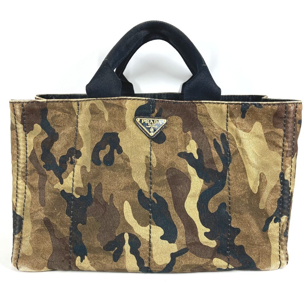 PRADA Camouflage Canapa L Canapa L Tote Bag/Handbag, Canvas, Unisex, Green