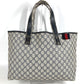 GUCCI 211134 GG Supreme Sherry Line GG Logo Shoulder Tote Bag in GG Supreme Canvas, Unisex, Navy