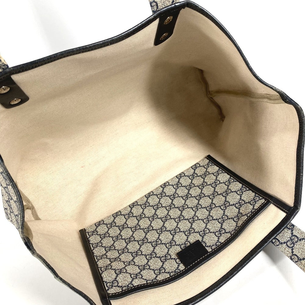 GUCCI 211134 GG Supreme Sherry Line GG Logo Shoulder Tote Bag in GG Supreme Canvas, Unisex, Navy
