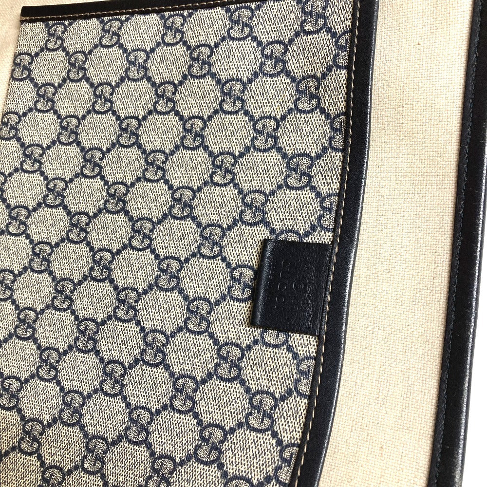 GUCCI 211134 GG Supreme Sherry Line GG Logo Shoulder Tote Bag in GG Supreme Canvas, Unisex, Navy