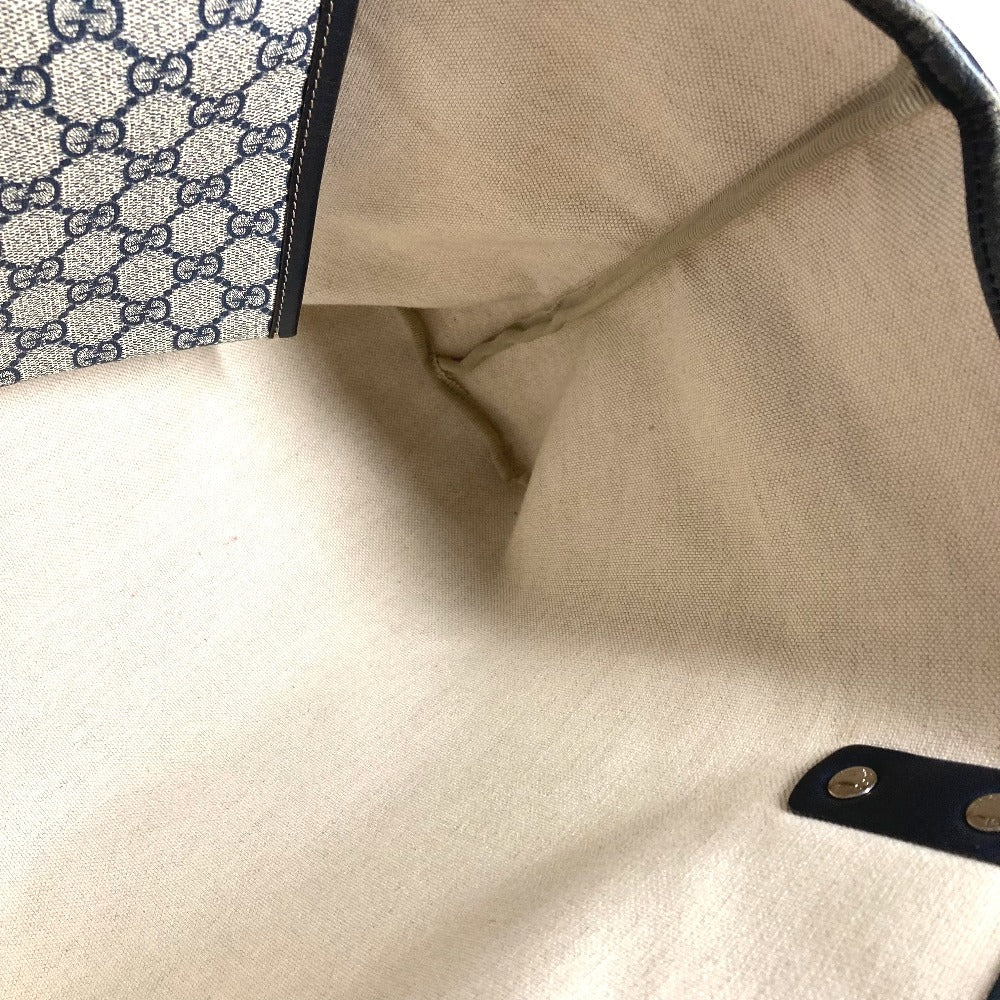 GUCCI 211134 GG Supreme Sherry Line GG Logo Shoulder Tote Bag in GG Supreme Canvas, Unisex, Navy