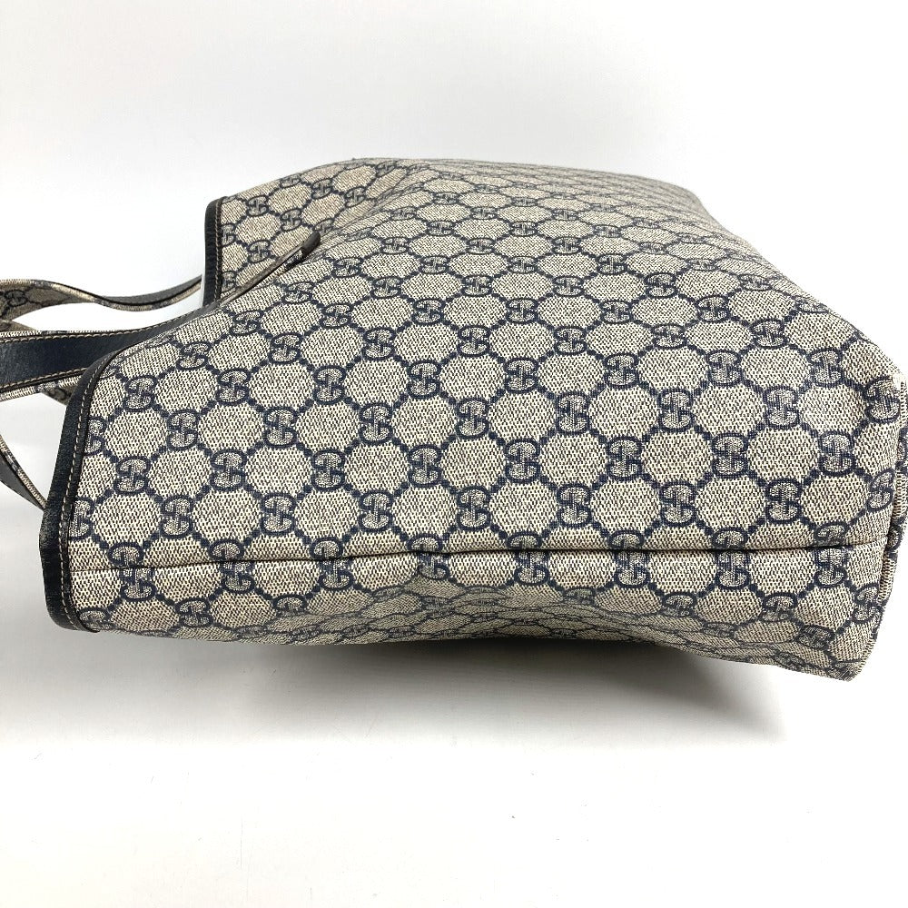 GUCCI 211134 GG Supreme Sherry Line GG Logo Shoulder Tote Bag in GG Supreme Canvas, Unisex, Navy
