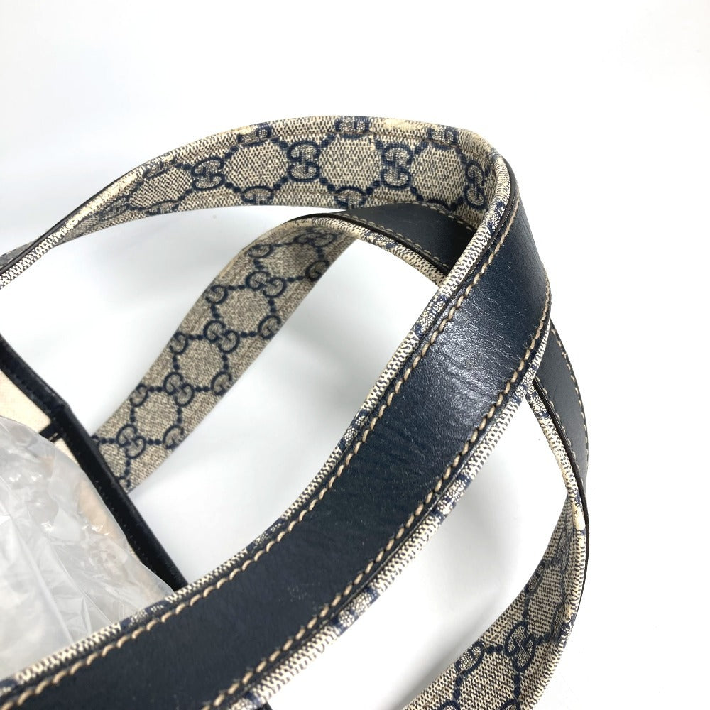GUCCI 211134 GG Supreme Sherry Line GG Logo Shoulder Tote Bag in GG Supreme Canvas, Unisex, Navy