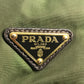 PRADA BR3795 Triangle Logo Plate Bag, Shoulder Bag, Leather/Nylon, Unisex, Khaki