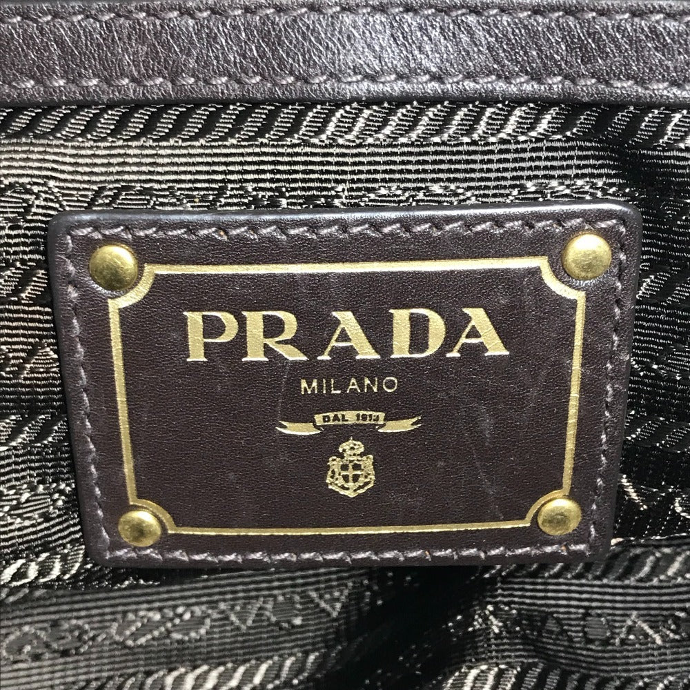 PRADA BR3795 Triangle Logo Plate Bag, Shoulder Bag, Leather/Nylon, Unisex, Khaki