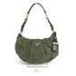 PRADA BR3795 Triangle Logo Plate Bag, Shoulder Bag, Leather/Nylon, Unisex, Khaki