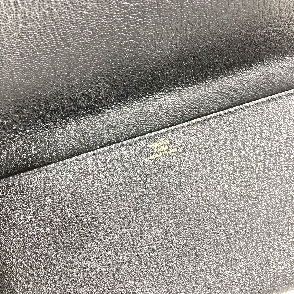 HERMES Pochette Medor Logo Pouch, Second Bag, Clutch Bag, Leather, Unisex, Black