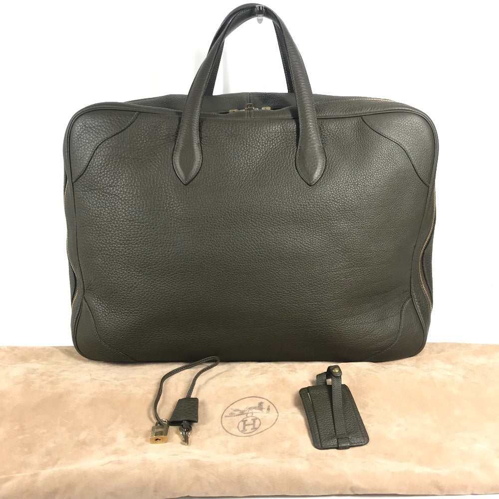 HERMES ヴィクトリア50 ヴィクトリア 50 カバン ハンドバッグ トートバッグ 旅行バッグ トラベルバッグ ボストンバッグ トリヨンクレマンス ユニセックス カーキ