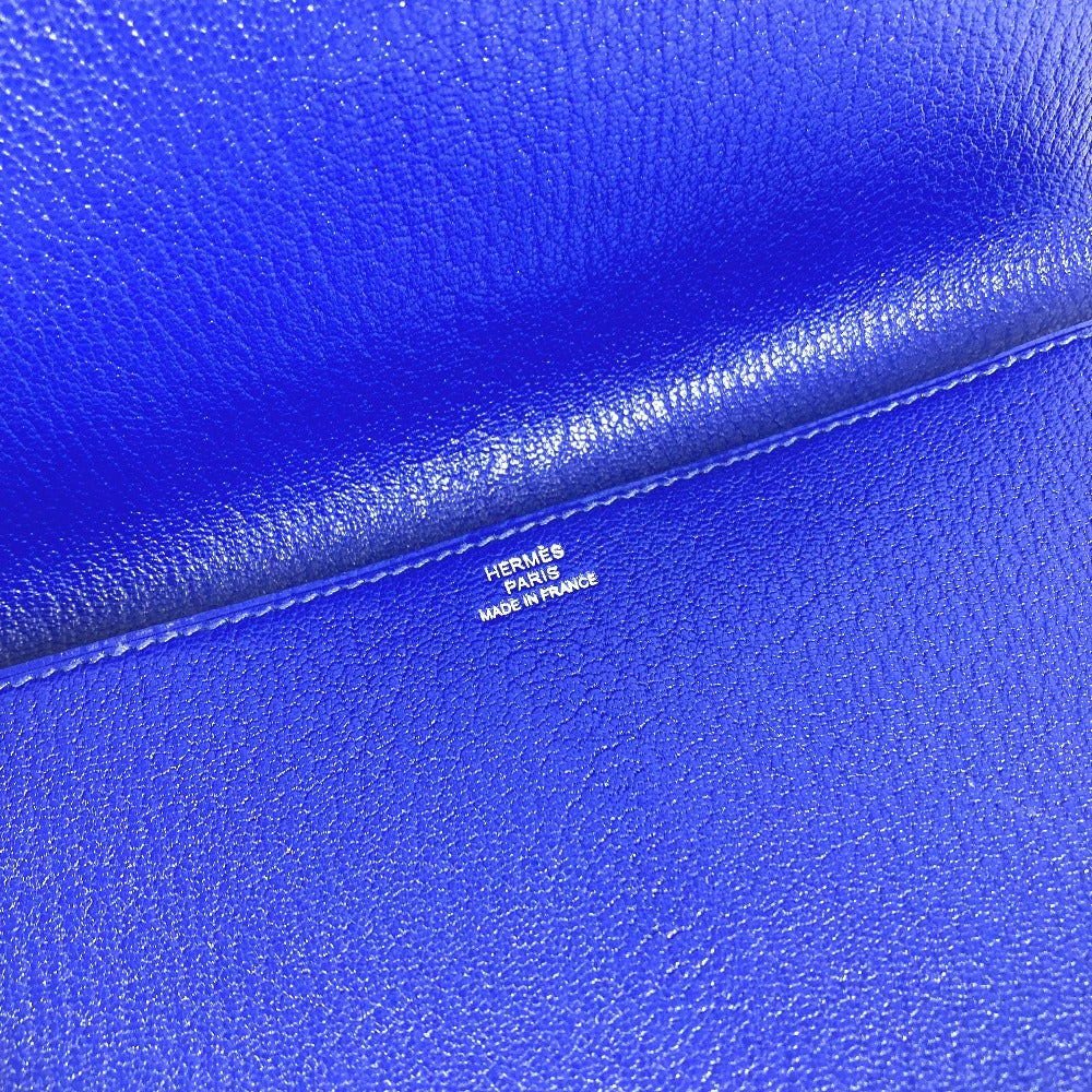 HERMES ポシェットメドール ロゴ ポーチ セカンドバッグ カバン クラッチバッグ レザー ユニセックス ブルー