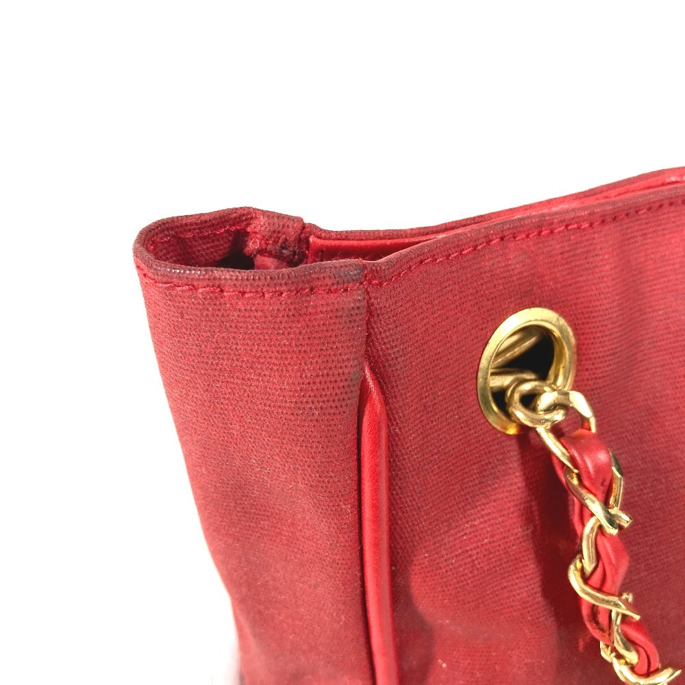 CHANEL Vintage CC Coco Mark Logo Matelasse Quilted Bag W Chain Shoulder Bag Tote Bag Shoulder Bag Leather/Coated Canvas Unisex Red