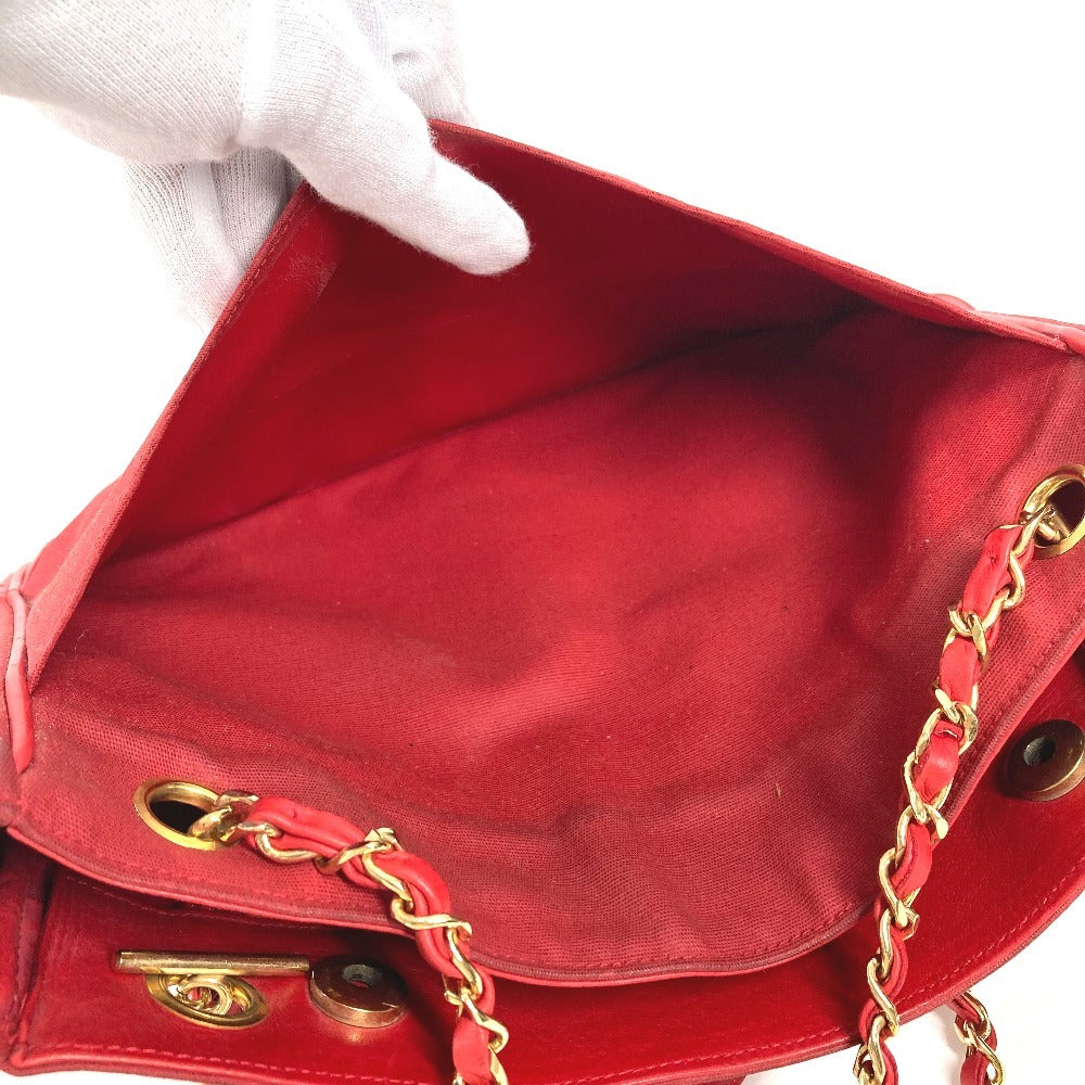 CHANEL Vintage CC Coco Mark Logo Matelasse Quilted Bag W Chain Shoulder Bag Tote Bag Shoulder Bag Leather/Coated Canvas Unisex Red