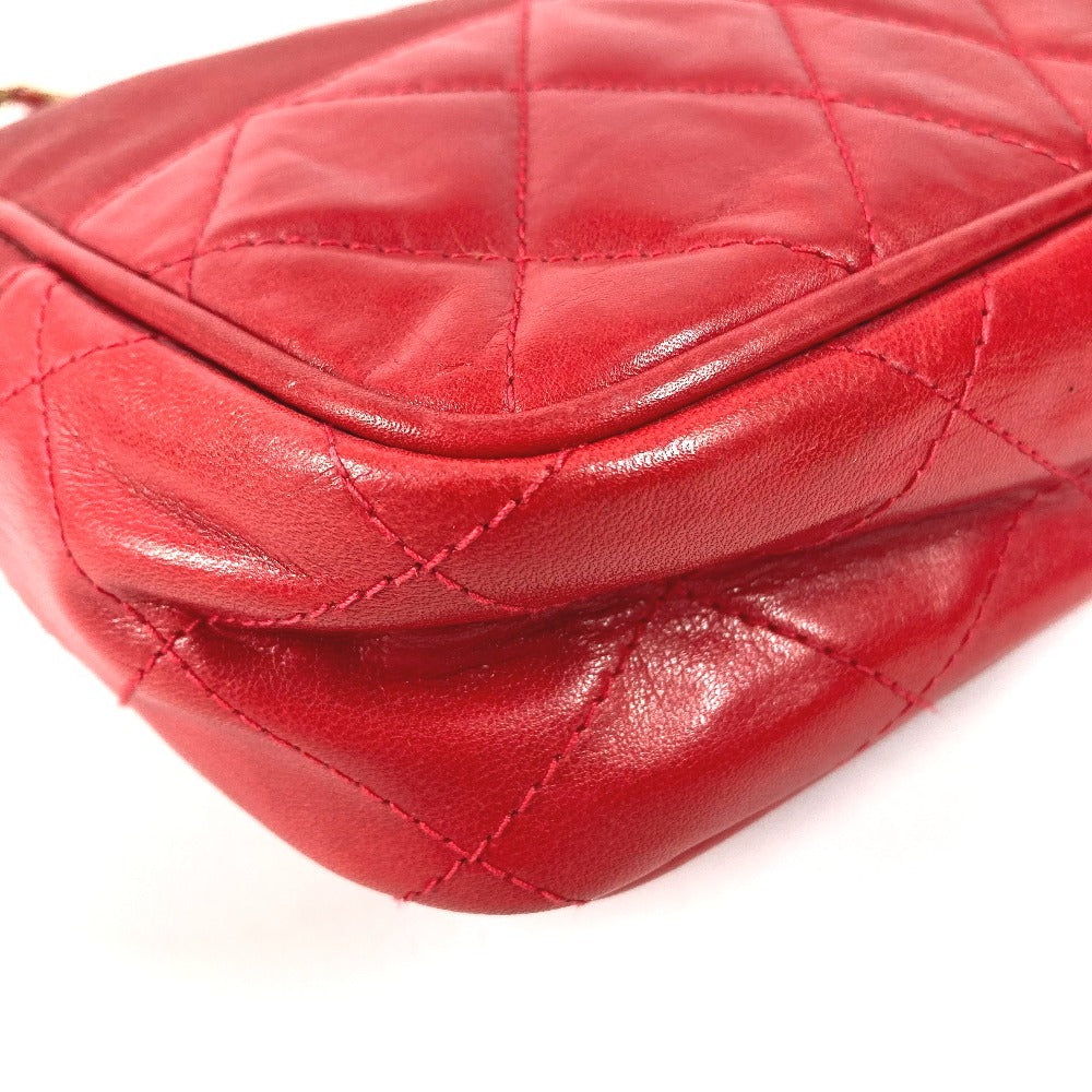 CHANEL Vintage CC Coco Mark Logo Matelasse Quilted Bag W Chain Shoulder Bag Tote Bag Shoulder Bag Leather/Coated Canvas Unisex Red