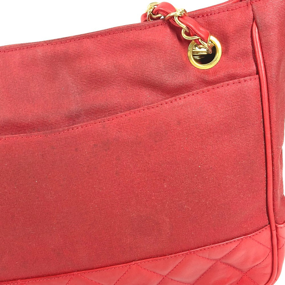 CHANEL Vintage CC Coco Mark Logo Matelasse Quilted Bag W Chain Shoulder Bag Tote Bag Shoulder Bag Leather/Coated Canvas Unisex Red