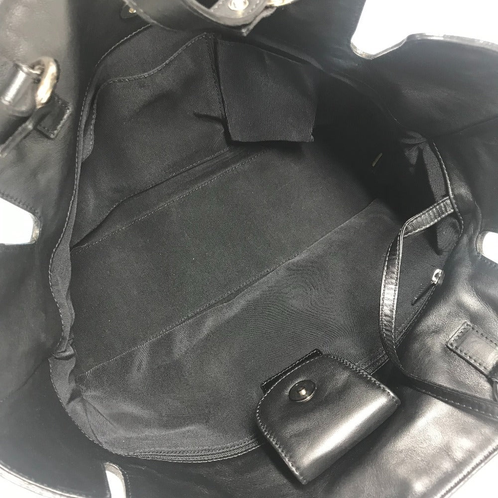 CHANEL ヴィンテージ ロゴ CC ココマーク カメリア カバン トートバッグ 肩掛け バイカラー ショルダーバッグ レザー/キャンバス レディース ブルー