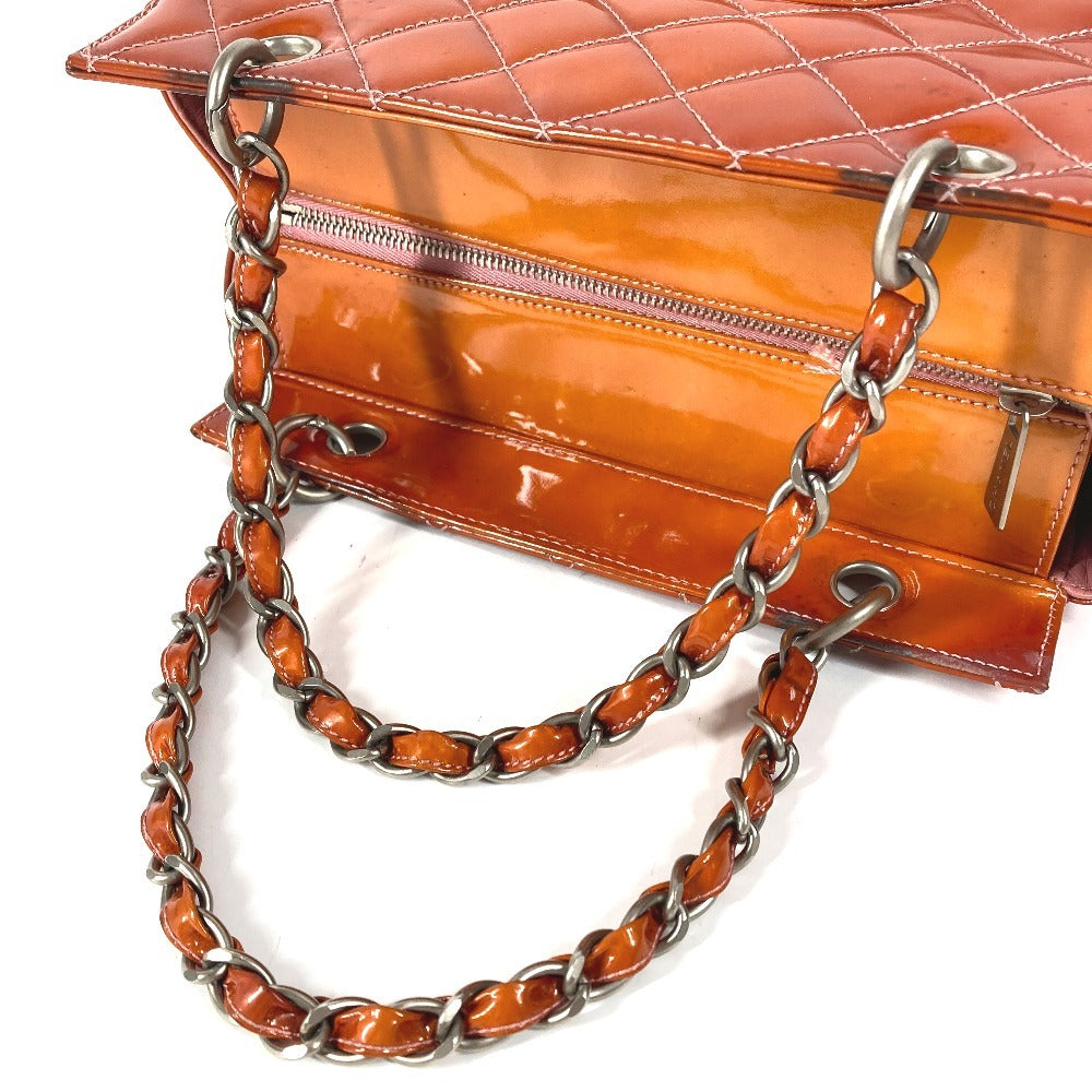 CHANEL キルティング マトラッセ CC ココマーク ロゴ カバン ハンドバッグ Wチェーン トートバッグ ショルダーバッグ エナメル レディース ピンク