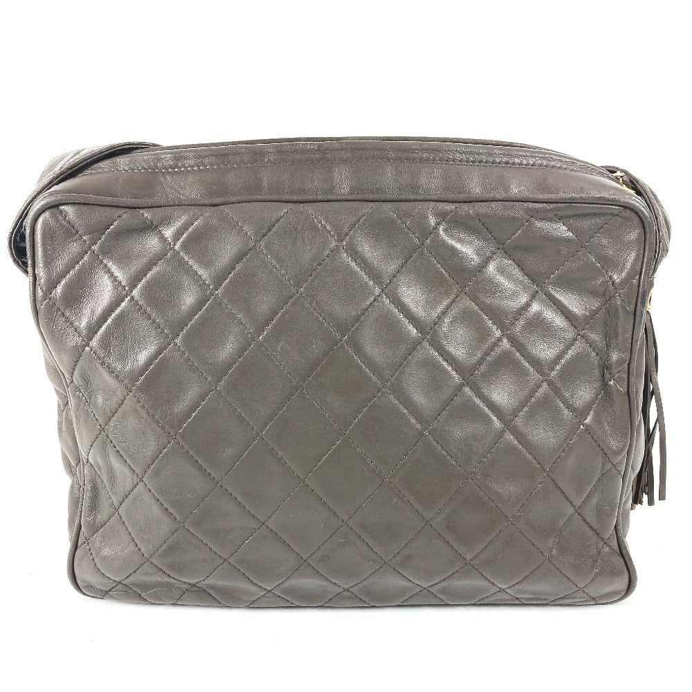 CHANEL ヴィンテージ CC ココマーク ロゴ キルティング マトラッセ カバン 斜め掛け フリンジ タッセル ココボール ショルダーバッグ レザー ユニセックス ブラウン