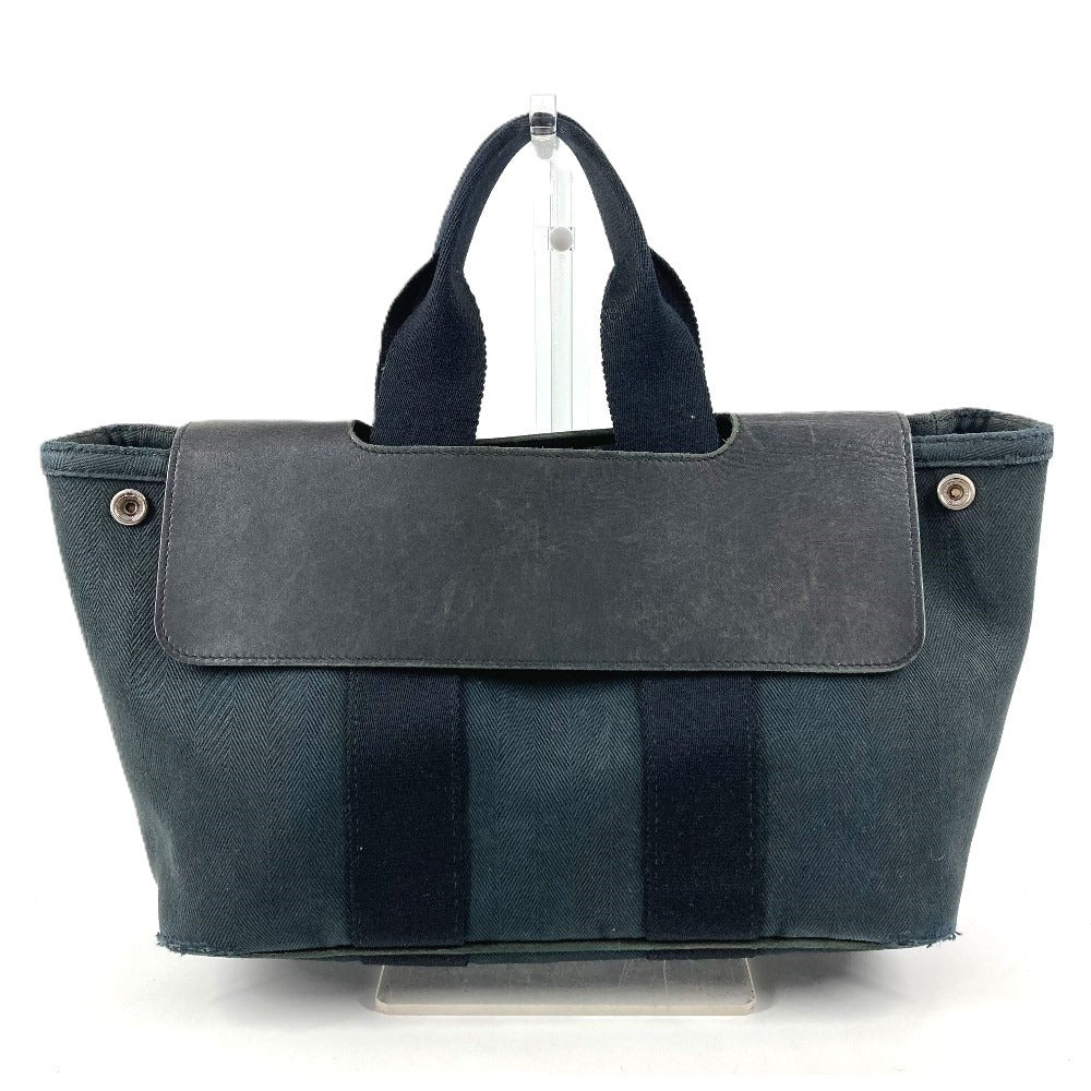 HERMES ヴァルパライソPM バルパライソ カバン トートバッグ フラップ バッグ ハンドバッグ コットン ユニセックス ブラック