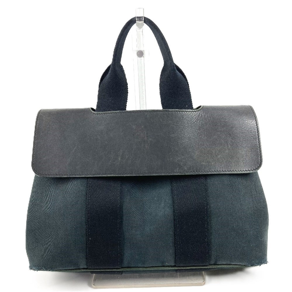 HERMES ヴァルパライソPM バルパライソ カバン トートバッグ フラップ バッグ ハンドバッグ コットン ユニセックス ブラック