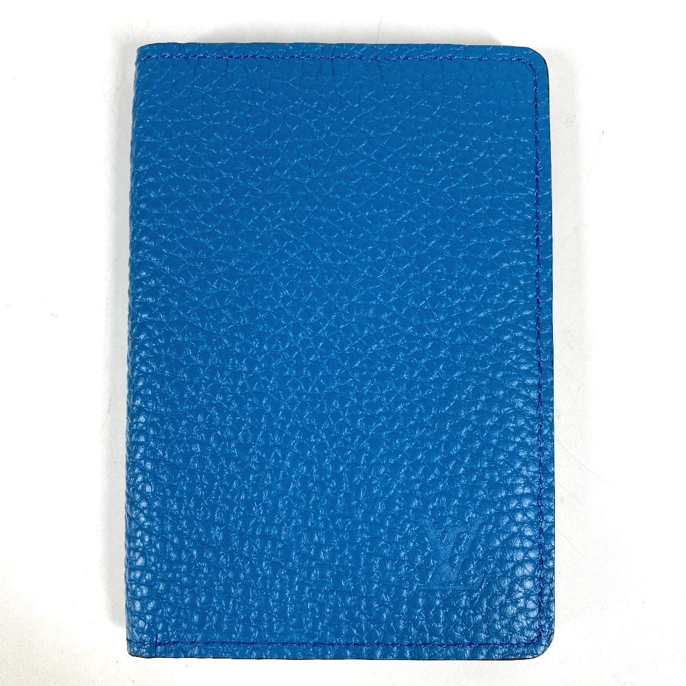 LOUIS VUITTON M58812 Organiser de Poche Bi-fold Pass Case Card Holder Taurillon Leather Unisex Blue