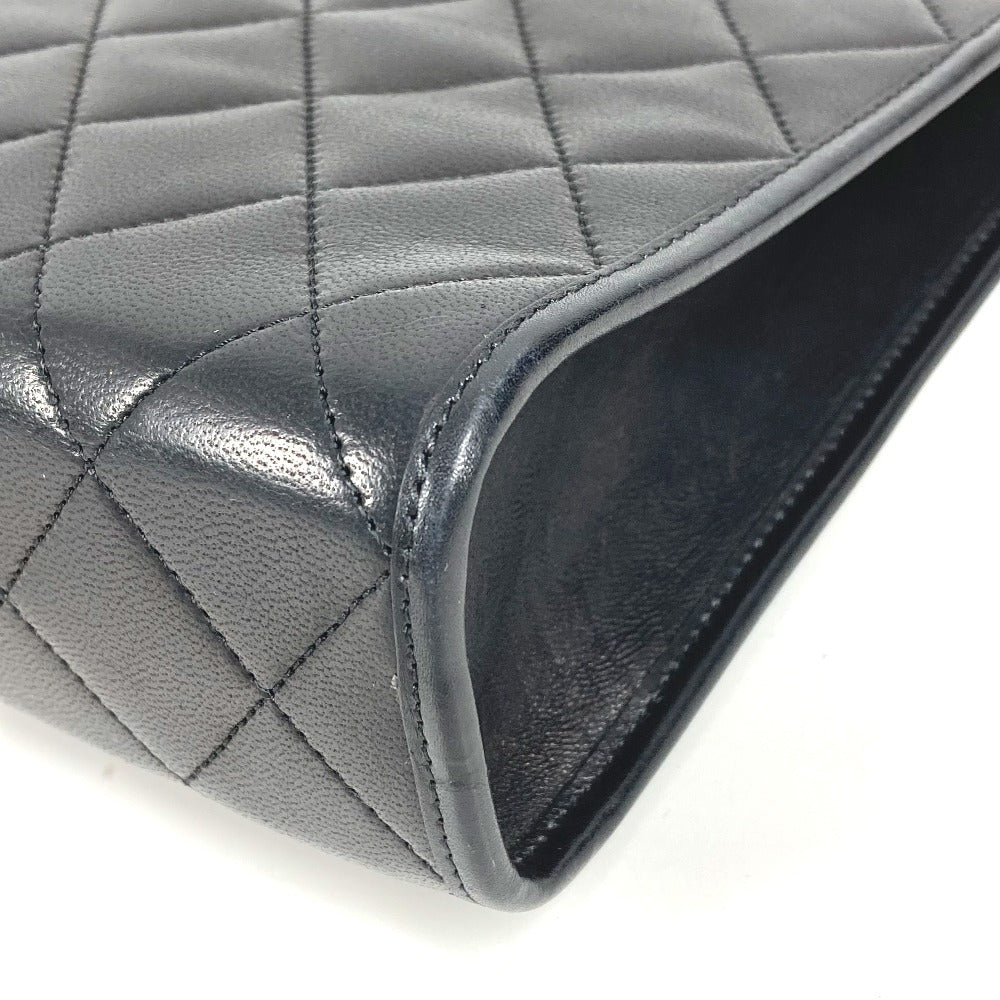 CHANEL ヴィンテージ CC ココマーク ロゴ マトラッセ キルティング カバン ポーチ セカンドバッグ クラッチバッグ レザー ユニセックス ブラック