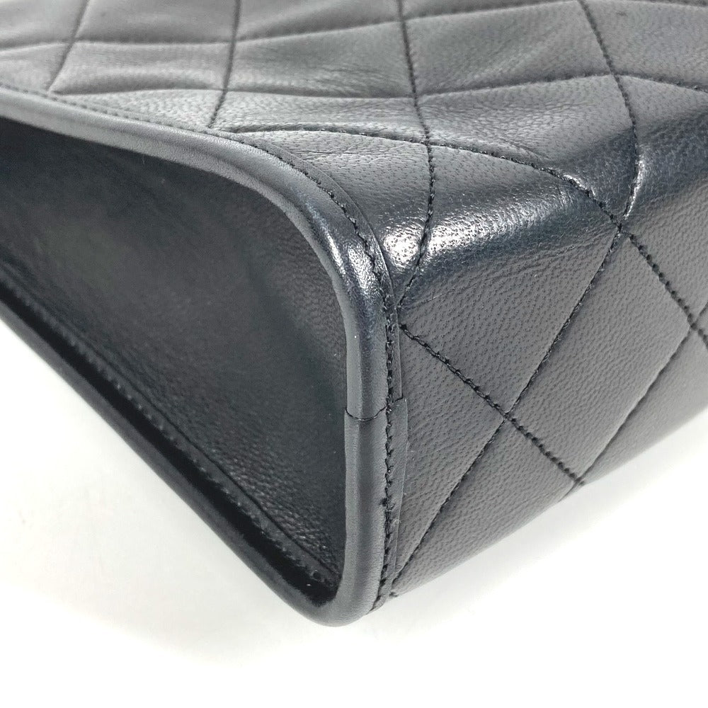 CHANEL ヴィンテージ CC ココマーク ロゴ マトラッセ キルティング カバン ポーチ セカンドバッグ クラッチバッグ レザー ユニセックス ブラック