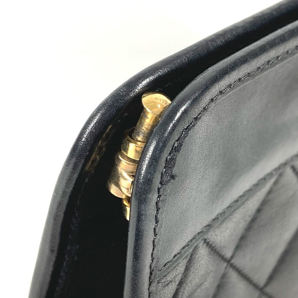 CHANEL ヴィンテージ CC ココマーク ロゴ マトラッセ キルティング カバン ポーチ セカンドバッグ クラッチバッグ レザー ユニセックス ブラック