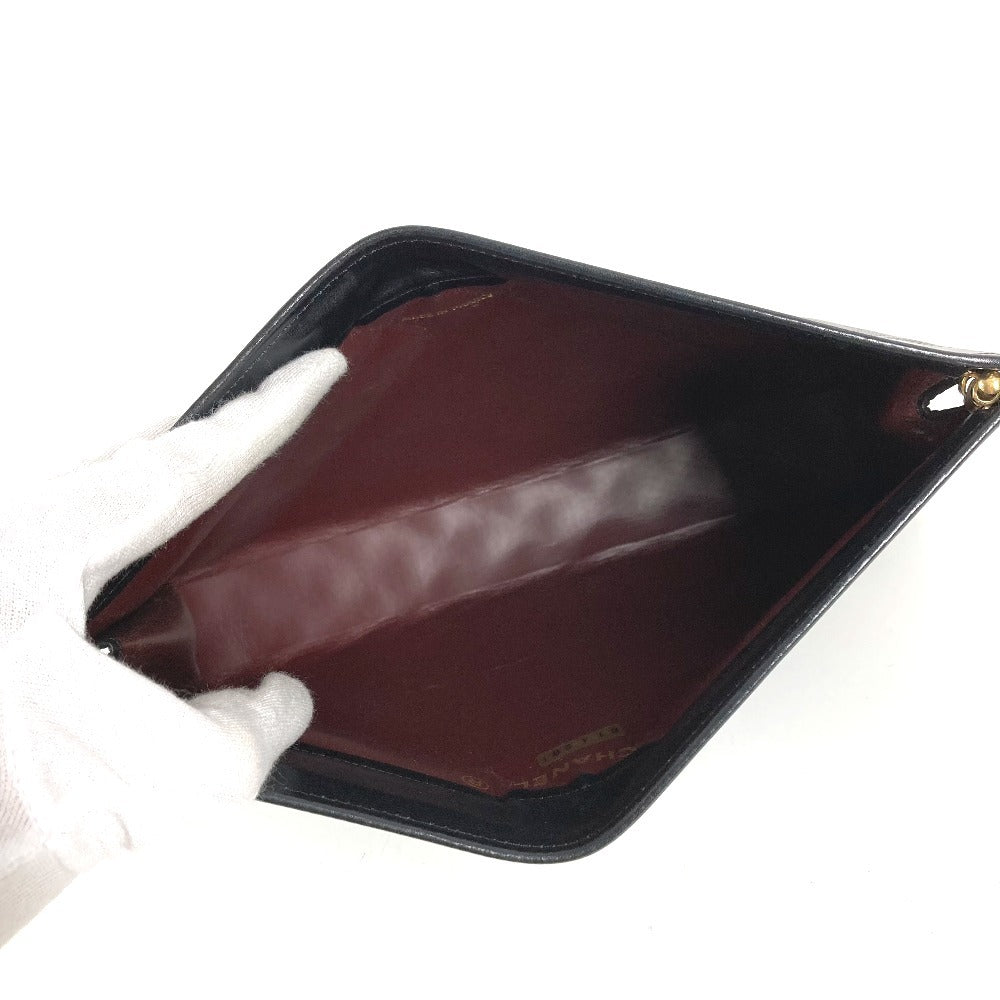 CHANEL ヴィンテージ CC ココマーク ロゴ マトラッセ キルティング カバン ポーチ セカンドバッグ クラッチバッグ レザー ユニセックス ブラック