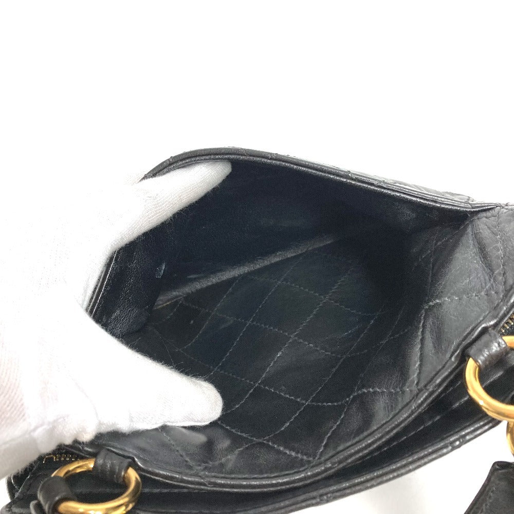 CHANEL Vintage Logo Matelasse Quilted Bag Tote Bag Shoulder Bag Handbag Leather Unisex Black