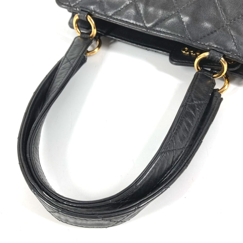 CHANEL Vintage Logo Matelasse Quilted Bag Tote Bag Shoulder Bag Handbag Leather Unisex Black