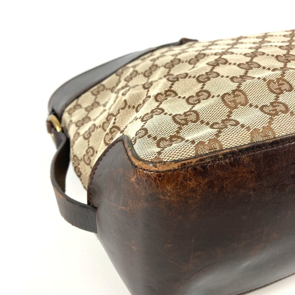 GUCCI 106251 GG Logo Tote Bag Shoulder Bag GG Canvas/Leather Unisex Beige