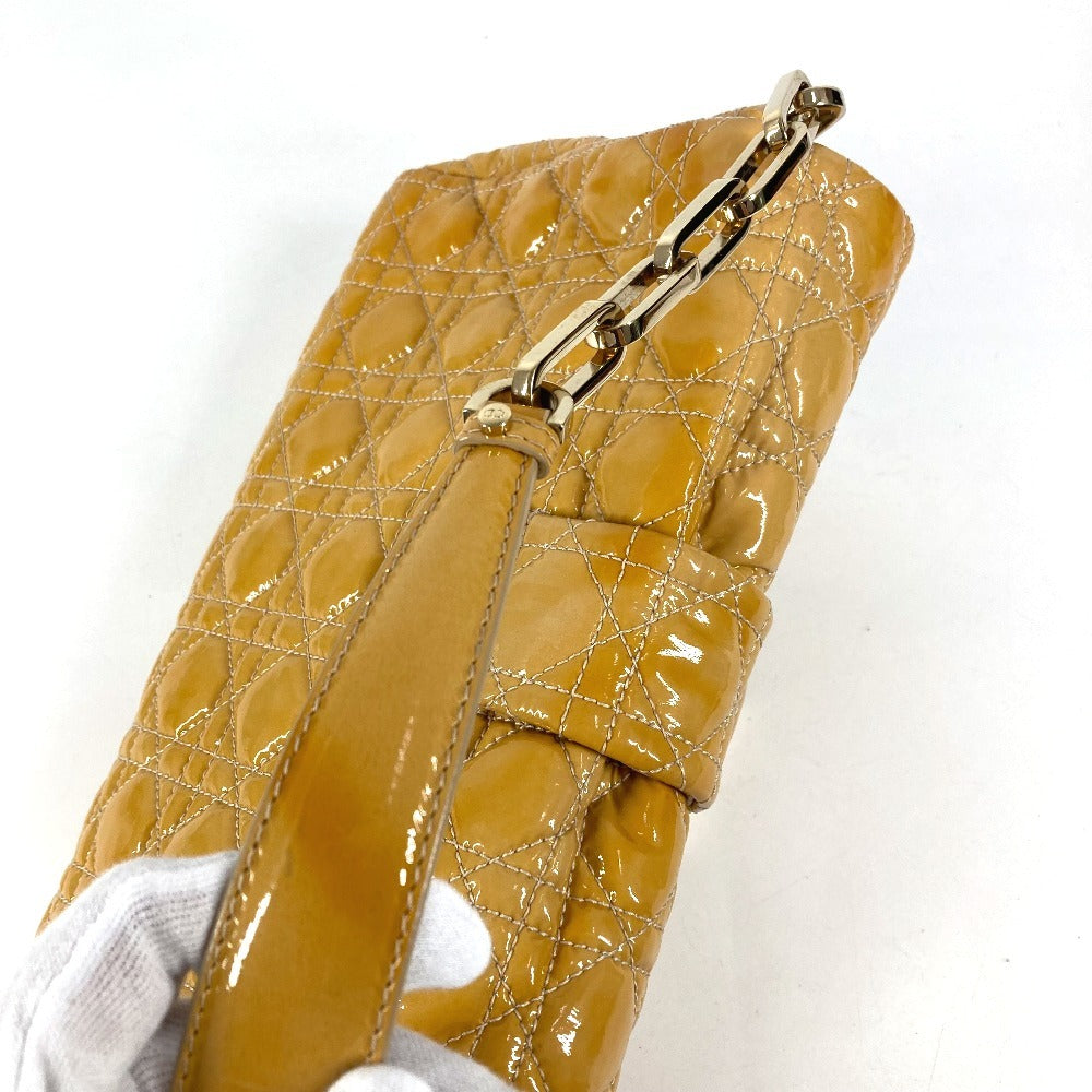 Dior カナージュ ロゴ チェーンバッグ カバン 肩掛け ハンドバッグ フラップ ショルダーバッグ エナメル レディース ベージュ系