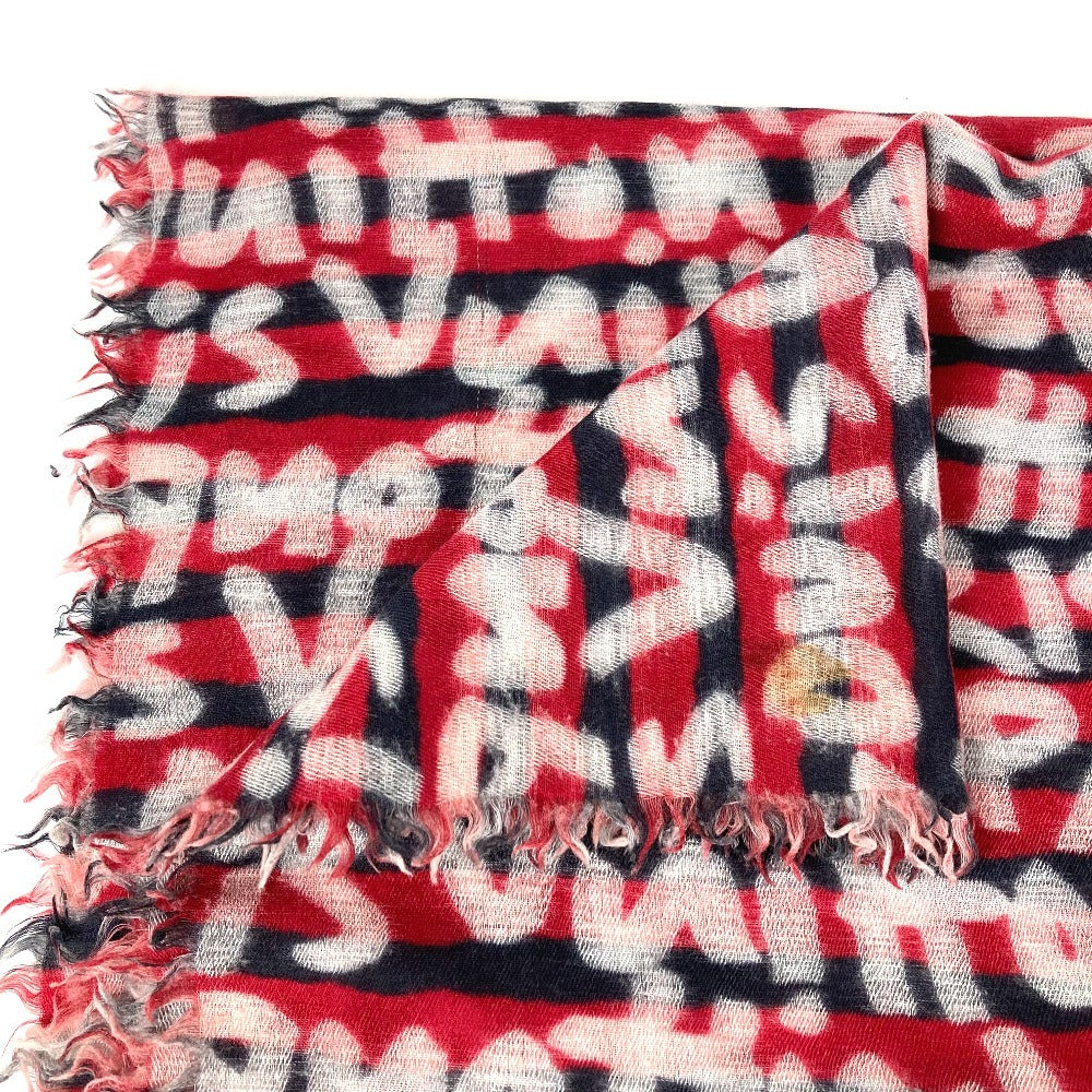 LOUIS VUITTON グラフィティ ロゴ ストール フリンジ ショール ウール ユニセックス レッド