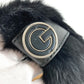 GUCCI 185746 G-logo Fur Tippet Scarf Unisex Black