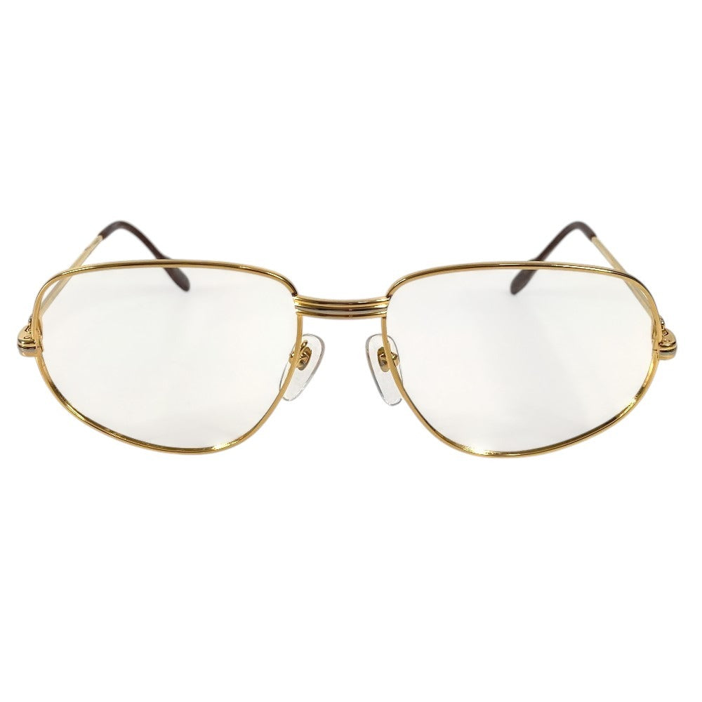 CARTIER Logo Trinity Glasses Eyewear Eyeglasses Metal Unisex Gold