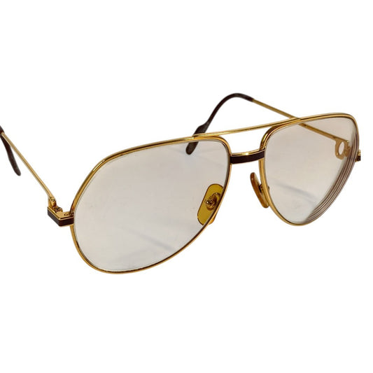 CARTIER ロゴ めがね メガネ アイウェア 眼鏡 眼鏡 メタル ユニセックス ゴールド