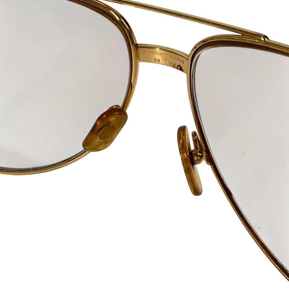 CARTIER Logo Eyeglasses Eyewear Glasses Metal Unisex Gold