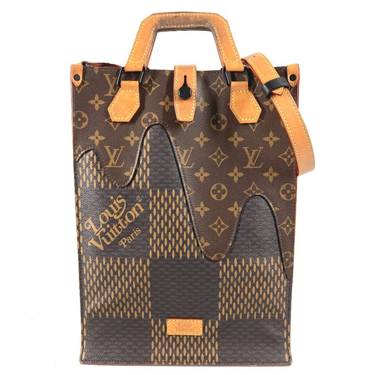 LOUIS VUITTON N40355 NIGOコラボ ダミエ ジャイアント LVスクエアード ミニトート 2WAYバッグ ハンドバッグ ショルダーバッグ カバン 斜め掛け トートバッグ ダミエキャンバス ユニセックス ブラウン