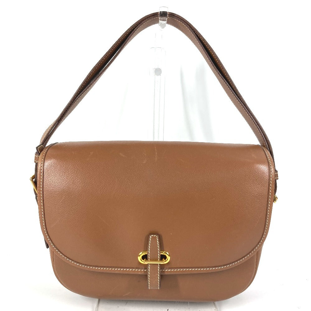 HERMES ヴィンテージ パドックゴルフ カバン フラップ ショルダーバッグ ハンドバッグ ショルダーバッグ レザー ユニセックス ブラウン