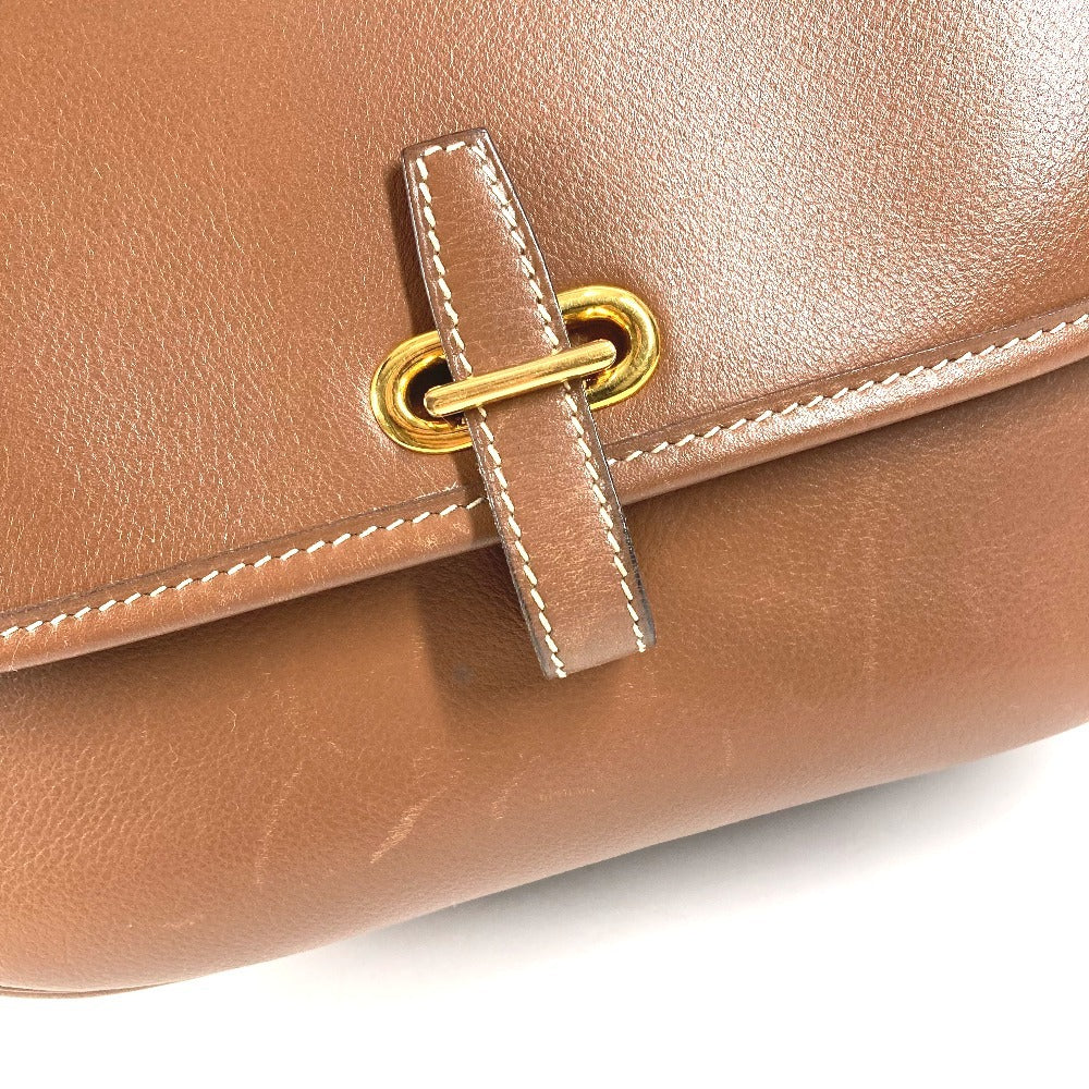 HERMES ヴィンテージ パドックゴルフ カバン フラップ ショルダーバッグ ハンドバッグ ショルダーバッグ レザー ユニセックス ブラウン