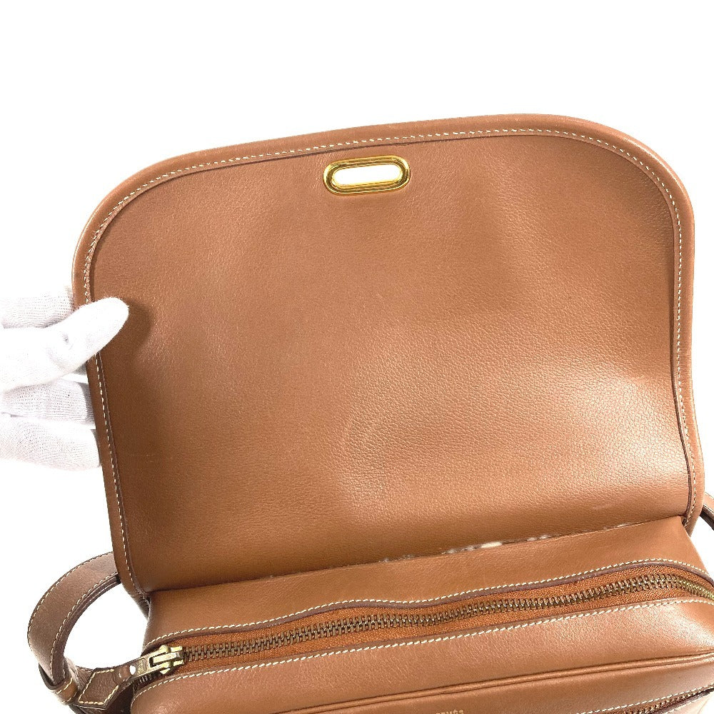 HERMES ヴィンテージ パドックゴルフ カバン フラップ ショルダーバッグ ハンドバッグ ショルダーバッグ レザー ユニセックス ブラウン
