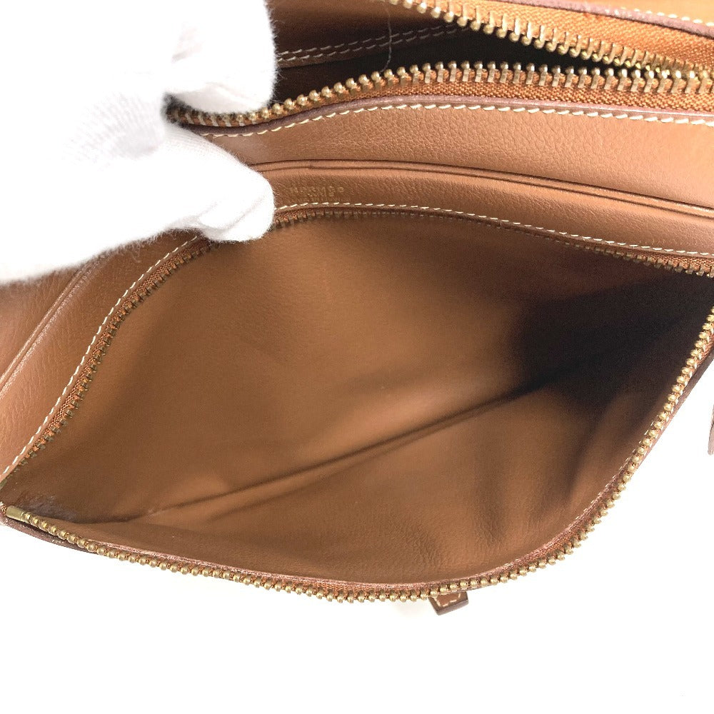 HERMES ヴィンテージ パドックゴルフ カバン フラップ ショルダーバッグ ハンドバッグ ショルダーバッグ レザー ユニセックス ブラウン