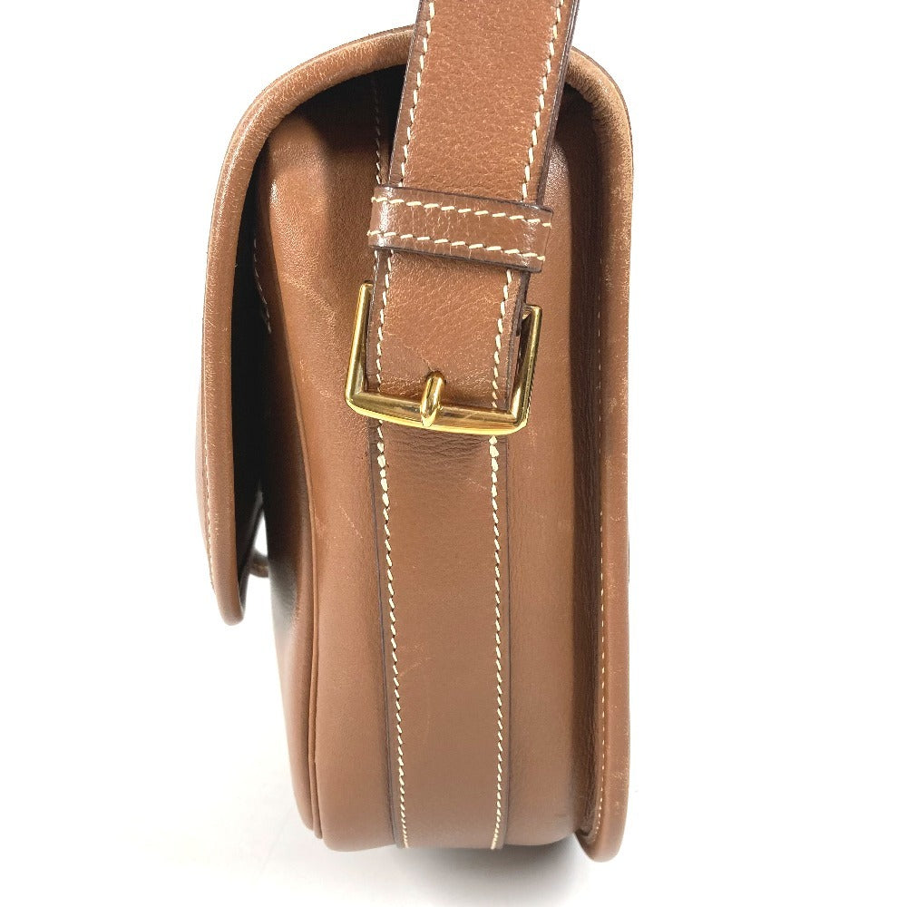 HERMES ヴィンテージ パドックゴルフ カバン フラップ ショルダーバッグ ハンドバッグ ショルダーバッグ レザー ユニセックス ブラウン