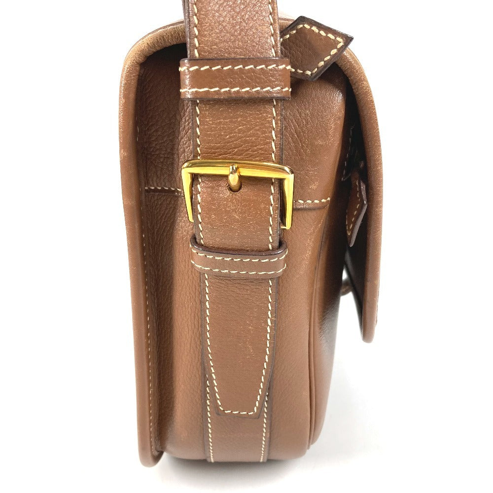 HERMES ヴィンテージ パドックゴルフ カバン フラップ ショルダーバッグ ハンドバッグ ショルダーバッグ レザー ユニセックス ブラウン