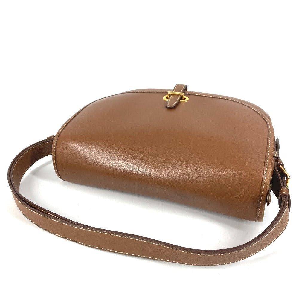 HERMES ヴィンテージ パドックゴルフ カバン フラップ ショルダーバッグ ハンドバッグ ショルダーバッグ レザー ユニセックス ブラウン
