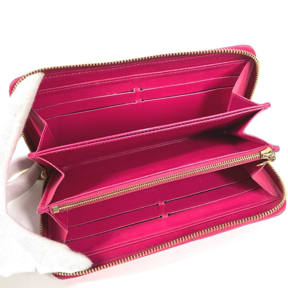 LOUIS VUITTON M90019 Ikat Flower Zippy Wallet Long Wallet Round Zipper Patent Leather Women's Pink