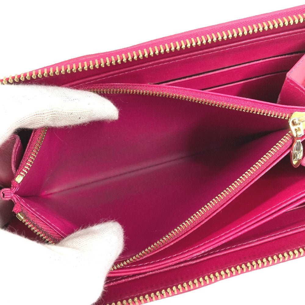 LOUIS VUITTON M90019 Ikat Flower Zippy Wallet Long Wallet Round Zipper Patent Leather Women's Pink