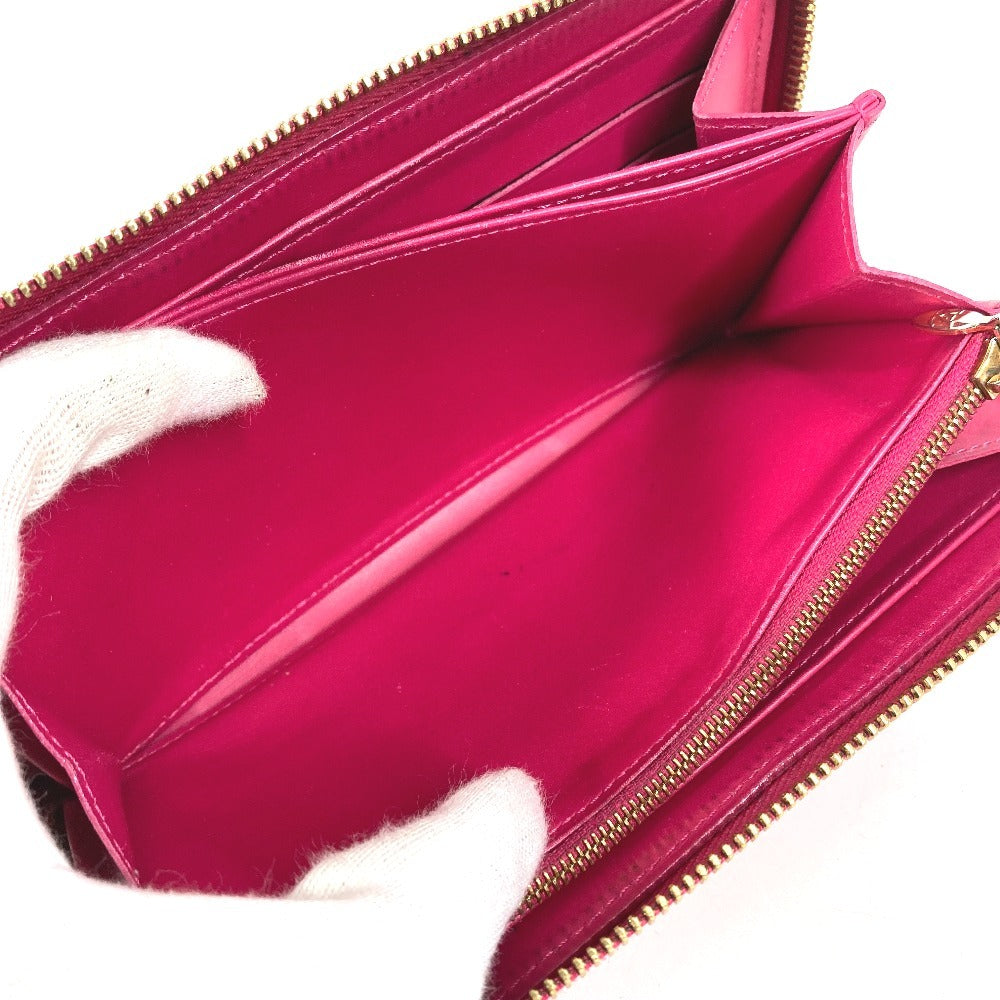 LOUIS VUITTON M90019 Ikat Flower Zippy Wallet Long Wallet Round Zipper Patent Leather Women's Pink