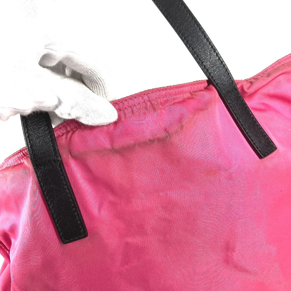 PRADA Triangle Logo Plate 2WAY Bag Handbag Tote Bag Crossbody Shoulder Bag Leather/Nylon Unisex Pink